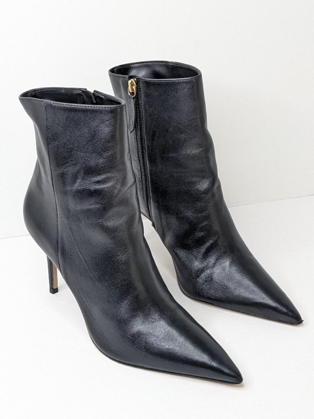 Schutz Mikki Heeled Ankle Booties Black Leather Womens 8.5